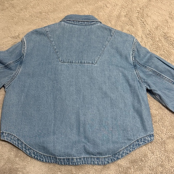 NWOT Madewell Denim Long Sleeve Crop Button Down Shirt - Picture 7 of 10